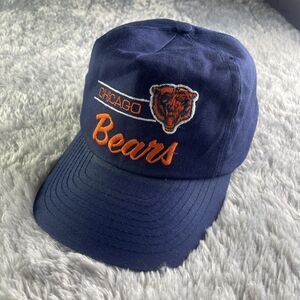 Vintage Chicago Bears Hat Cap Adjustable Blue Orange White Snapback Script Retro